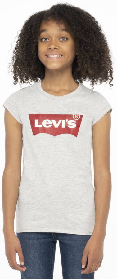 Levis Levi's Kids T-shirt Batwing met logo lichtgrijs Meisjes Katoen Ronde hals 158-164