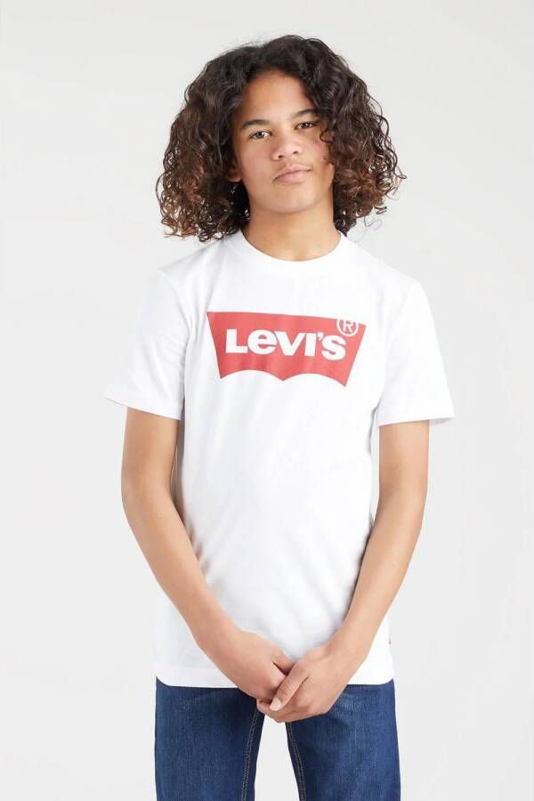 Levis Levi's Kids T-shirt Batwing met logo wit Jongens Katoen Ronde hals Logo 116