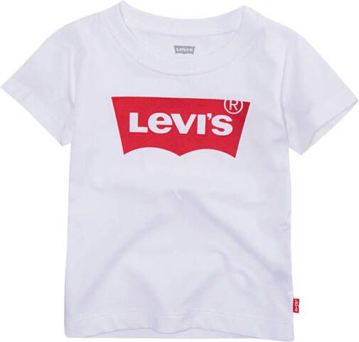 Levis Levi's Kids T-shirt batwing met logo wit rood Jongens Katoen Ronde hals 80 (12M)