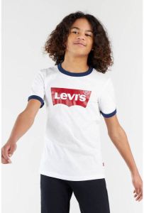 Levi's Kids T-shirt Batwing Ringer met contrastbies wit