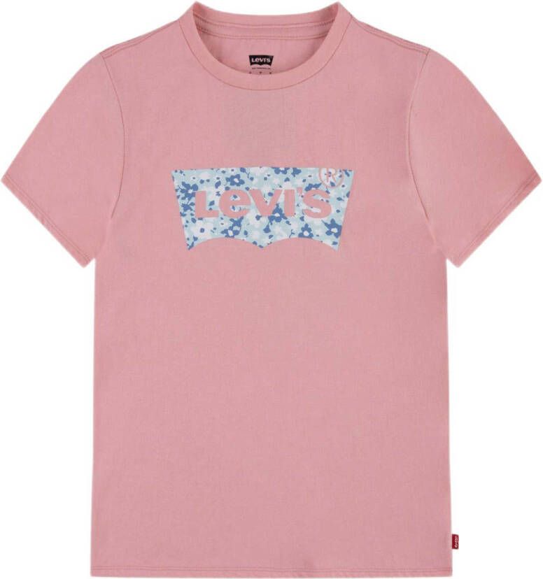 Levi's Kidswear T-shirt met batwing-logo met bloemenprint voor meisjes