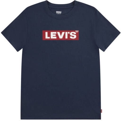 Levis Levi's Kids T-shirt met logo donkerblauw Jongens Katoen Ronde hals Logo 140