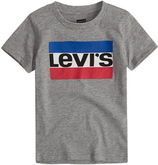 Levis Levi's Kids T-shirt met logo grijs rood blauw Jongens Katoen Ronde hals 104