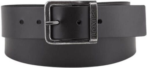 Levi's Zwarte leren riem met metalen gesp Black Heren