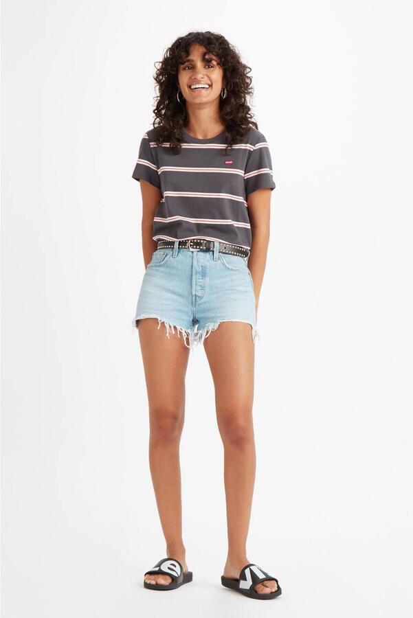 Levi's Blauwe effen dames shorts met ritssluiting en knoopsluiting Blue Dames - Foto 2