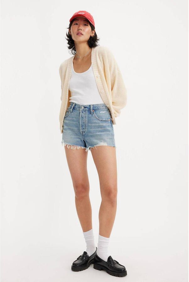 Levi's Korte regular fit jeans in destroyed-look model '501 ORIGINAL' - Foto 2