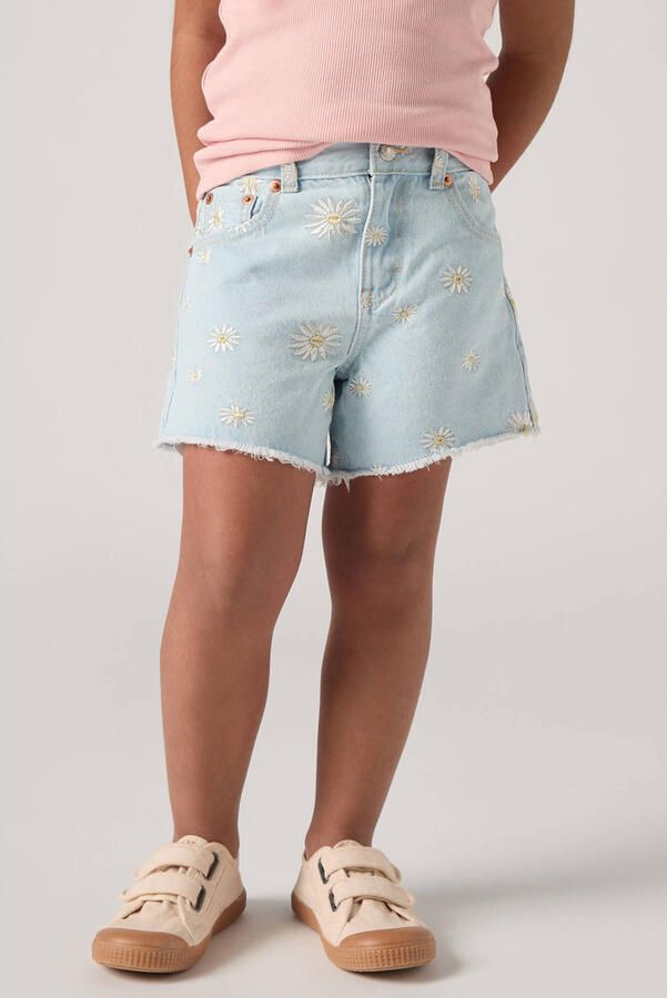 Levi's denim gebloemde short light blue denim