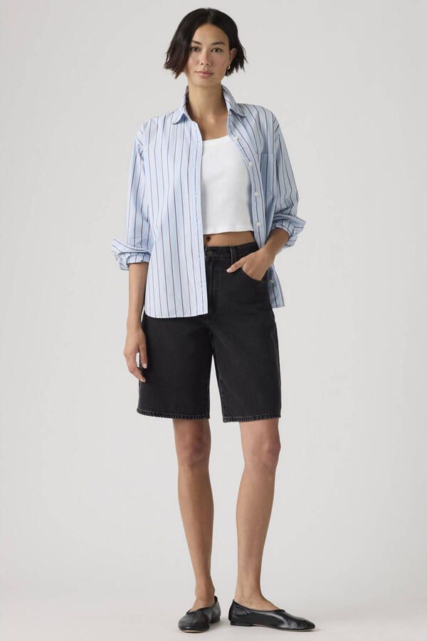 Levi's denim wide leg regular waist short black denim - Foto 3