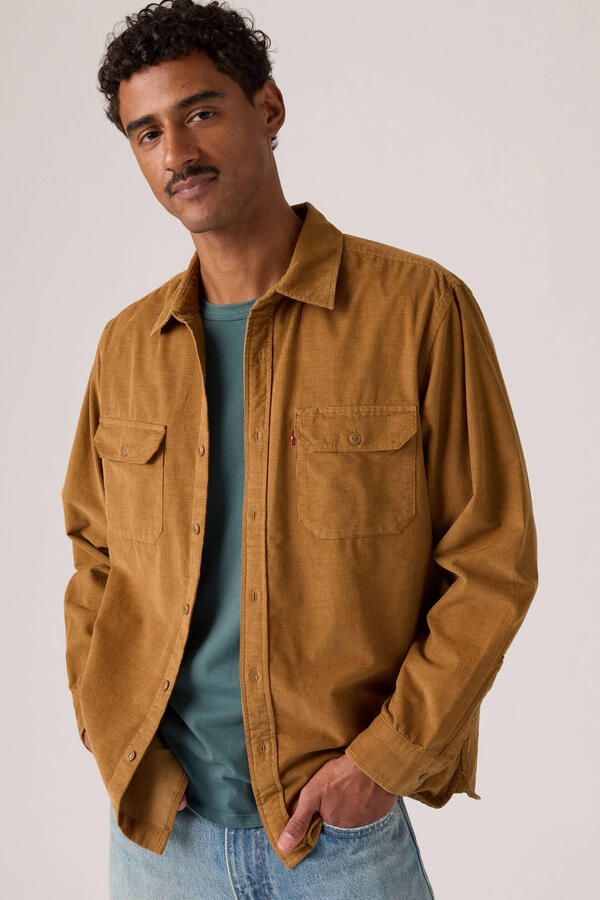 Levi's Jackson regular fit corduroy casual overhemd bruin