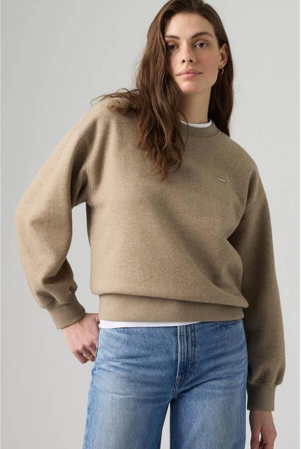 Levi's katoenen sweater met logo taupe