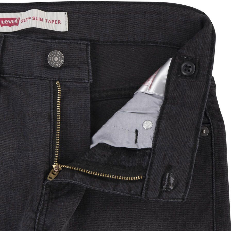 Levis Levi's Kids 512 tapered fit jeans route 66 Zwart Jongens Stretchdenim Effen 128