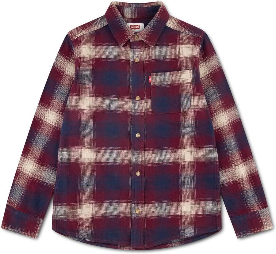 Levi's Kids geruit casual overhemd donkerrood