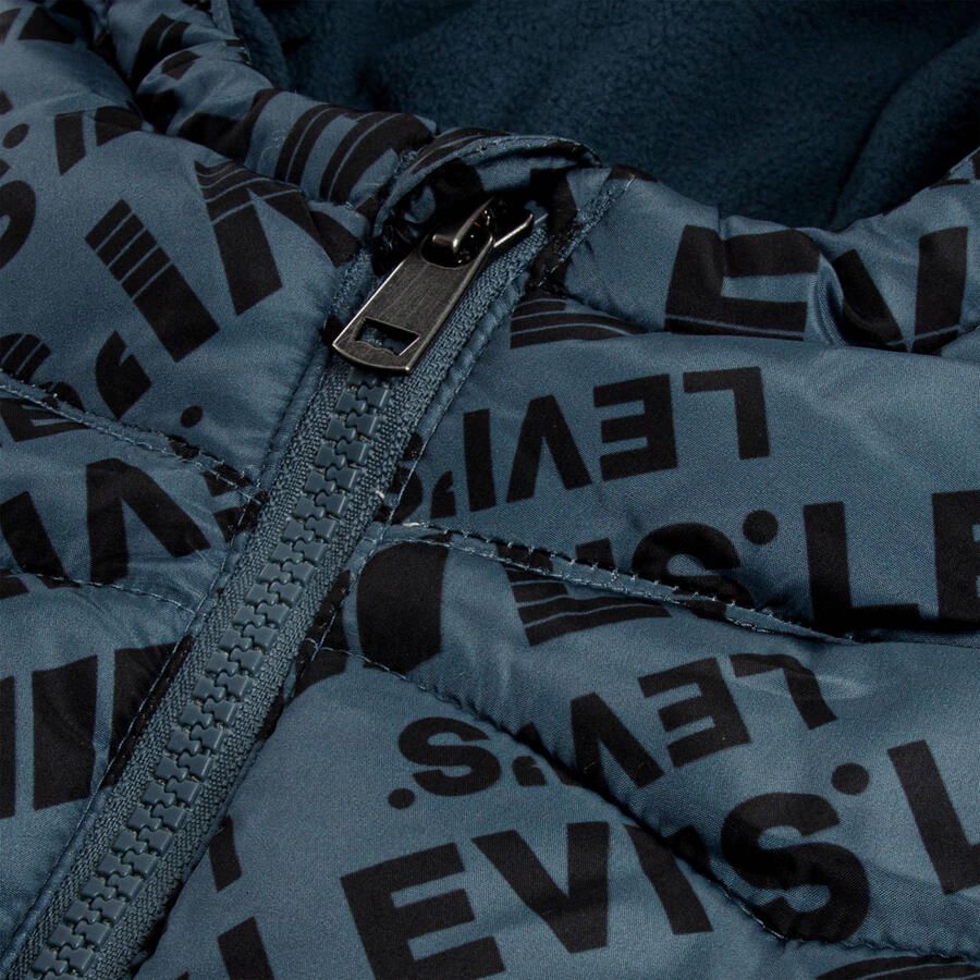 Levi's Kids gewatteerde winterjas met print blauw Jongens Polyester Capuchon - Foto 3