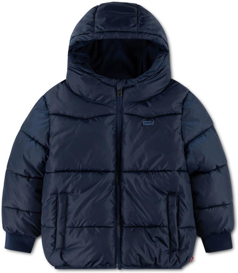 Levi's Kids gewatteerde winterjas met print donkerblauw Jongens Polyester Capuchon