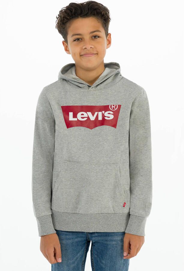 Levis Levi's Kids hoodie Batwing met logo grijs melange Sweater Logo 116