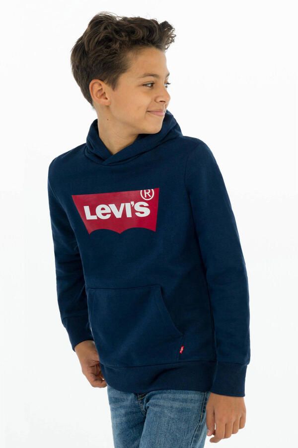 Levis Levi's Kids hoodie Batwing Screenprint met logo donkerblauw Sweater Logo 140 - Foto 2