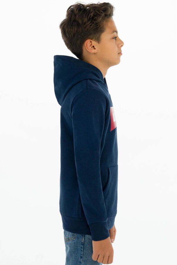 Levis Levi's Kids hoodie Batwing Screenprint met logo donkerblauw Sweater Logo 140