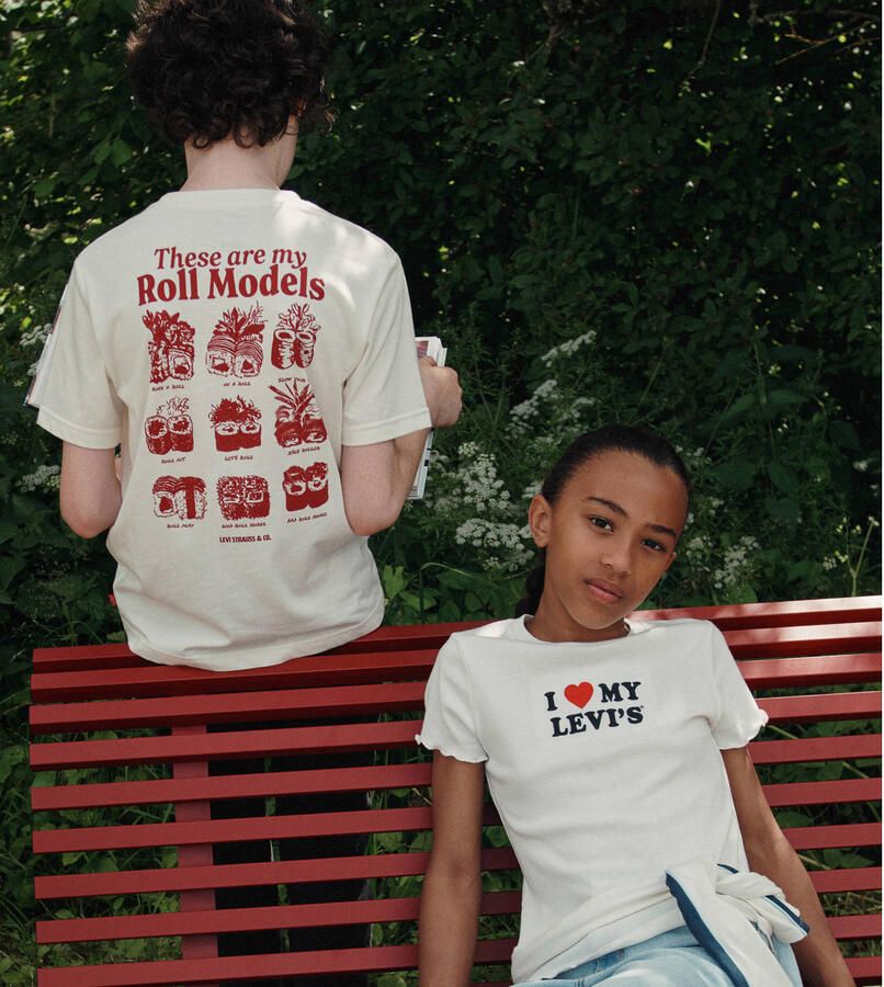 Levi's Kids jersey T-shirt met tekst wit - Foto 3