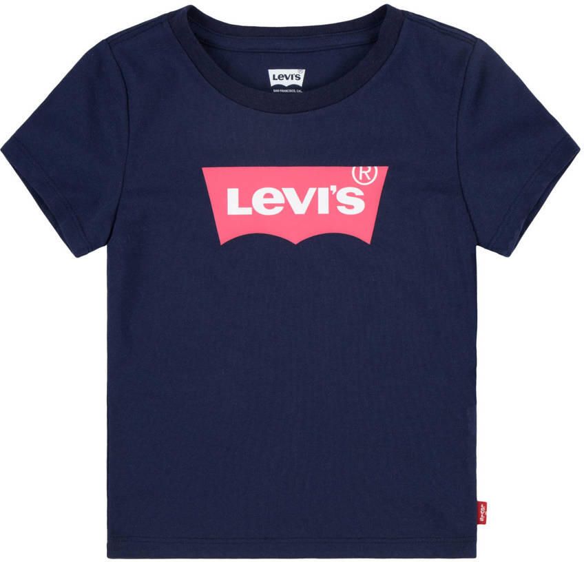 Levis Levi's Kids T-shirt BATWING met logo donkerblauw roze Meisjes Katoen Ronde hals 140 - Foto 2