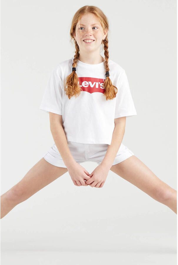 Levis Levi's Kids T-shirt LIGHT BRIGHT MEET & GREET met logo wit rood Meisjes Katoen Ronde hals 104 - Foto 2