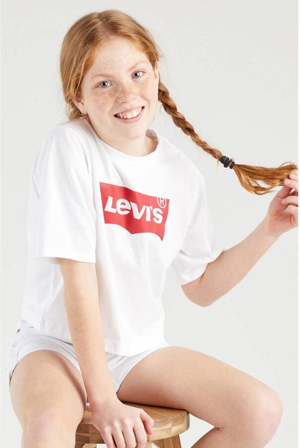 Levis Levi's Kids T-shirt LIGHT BRIGHT MEET & GREET met logo wit rood Meisjes Katoen Ronde hals 152 - Foto 3