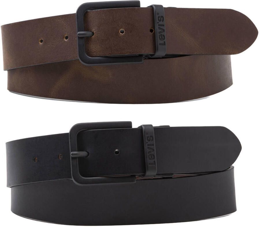 Levi's Leren riem CORE metalen tweezijdig te dragen riem
