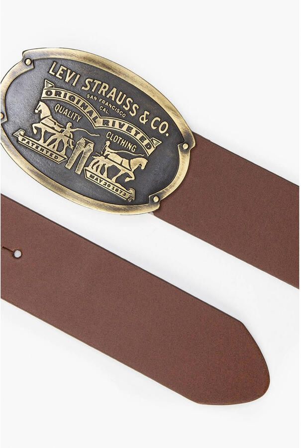 Levi's leren riem Billy Plaque cognac