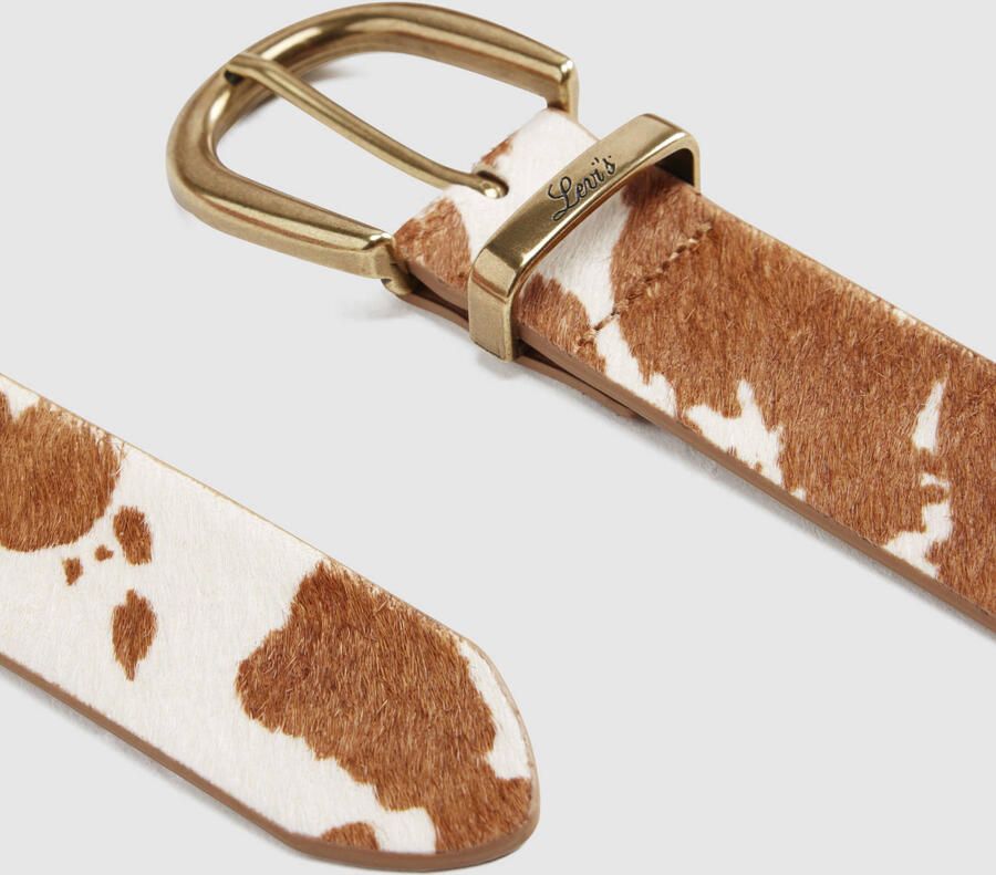 Levi's leren riem Phoebe met koeienprint ecru bruin - Foto 2