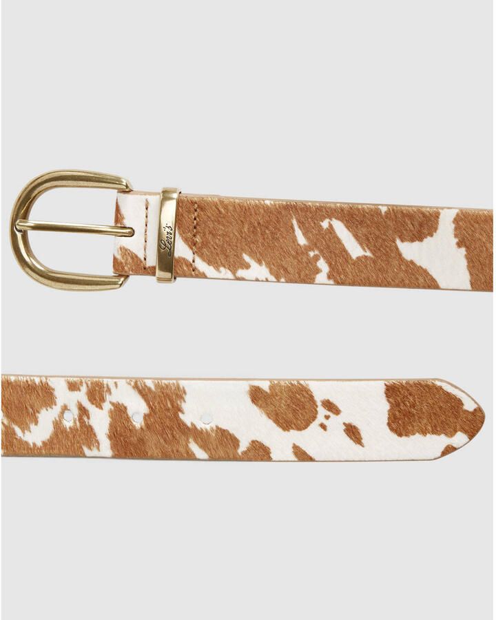 Levi's leren riem Phoebe met koeienprint ecru bruin - Foto 3