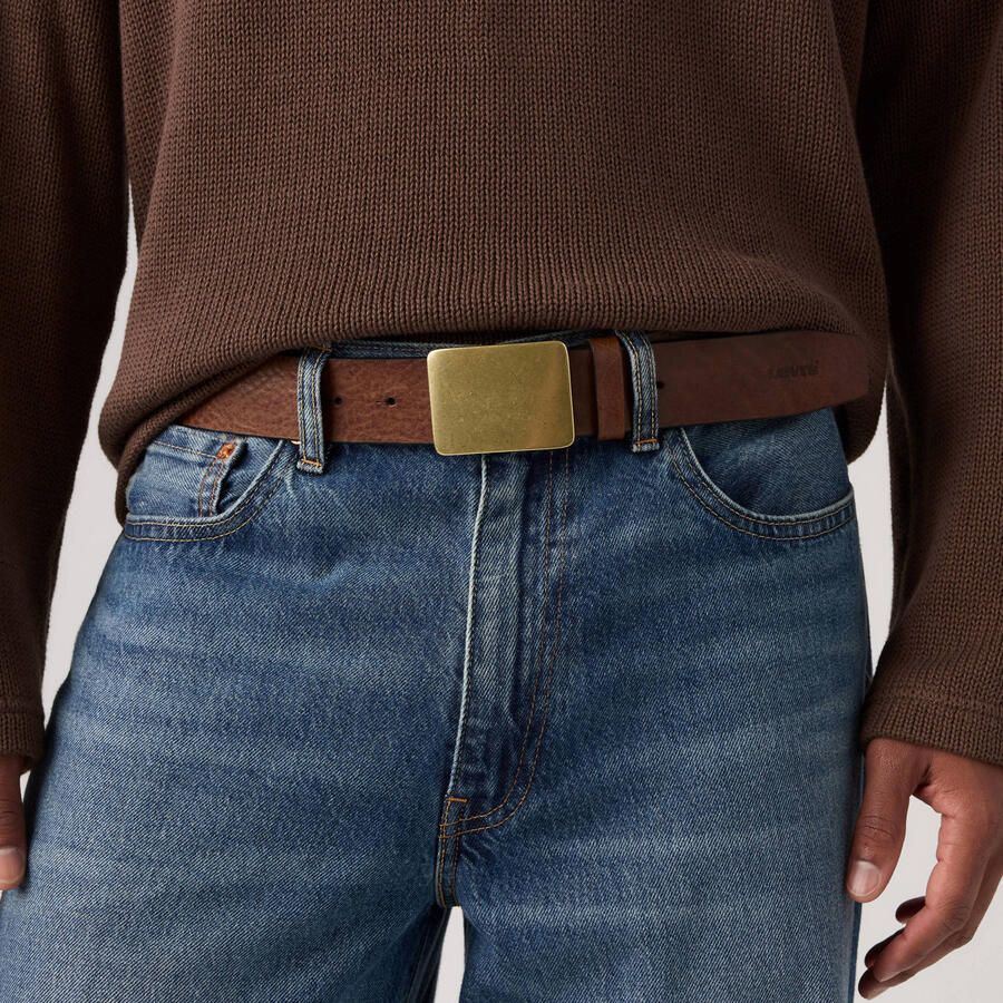 Levi's leren riem Ryder Plaque cognac