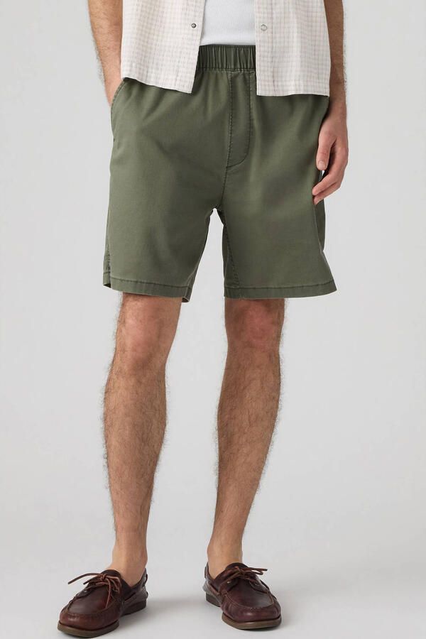 Levi's linnen regular fit casual short donkergroen - Foto 2