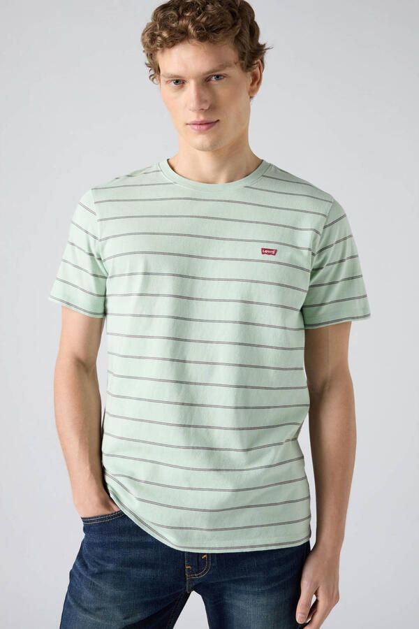 Levi's regular gestreept T-shirt groen - Foto 2