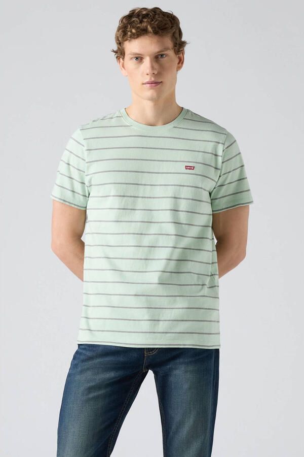 Levi's regular gestreept T-shirt groen - Foto 3