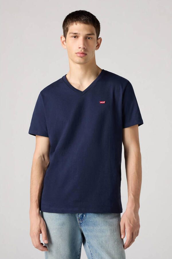 Levi's Klassiek Katoen V-Hals T-Shirt Blauw Blue Heren