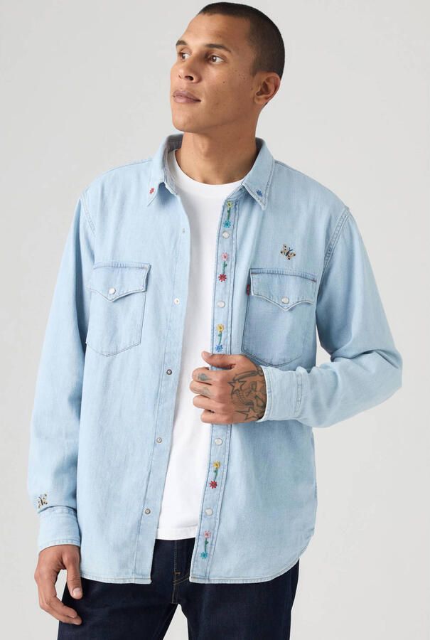 Levi's relaxed casual overhemd light blue denim