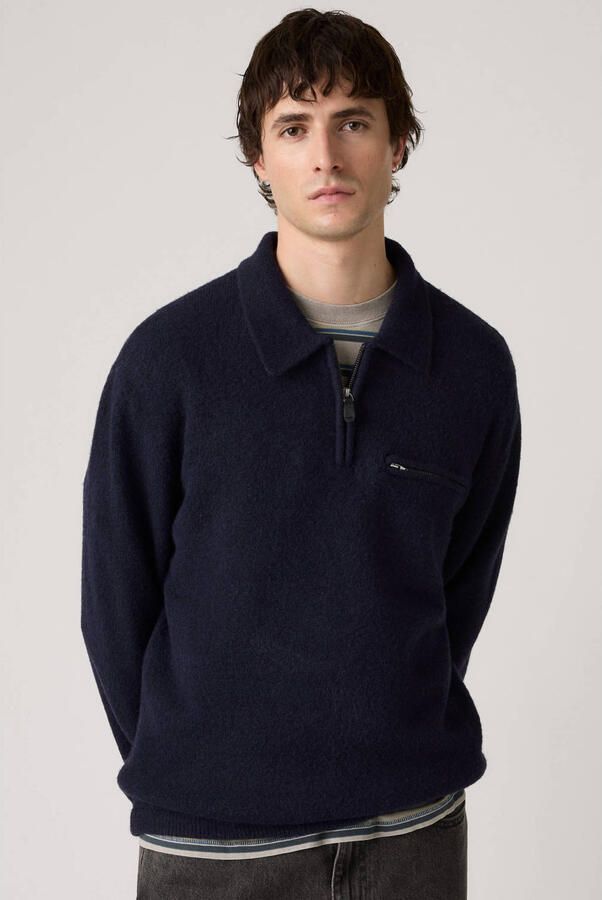 Levi's relaxed fit schipperstrui met wol model 'Boulder Quarter-zip'
