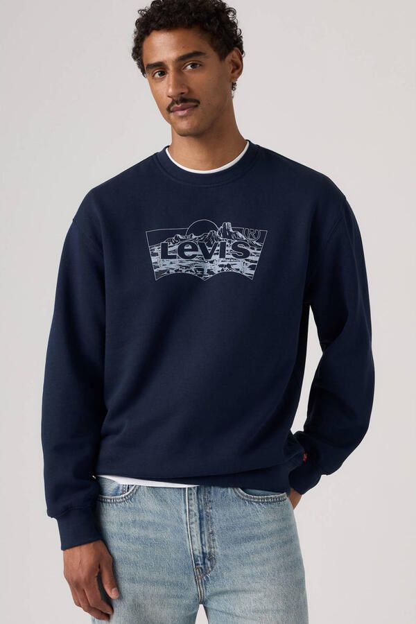 Levi's relaxed fit sweater met logo donkerblauw