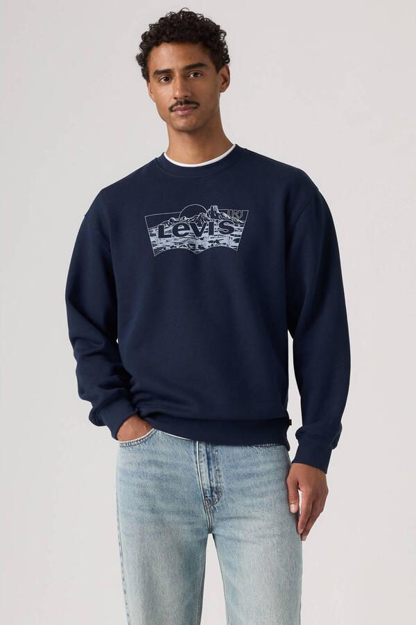 Levi's relaxed fit sweater met logo donkerblauw - Foto 3