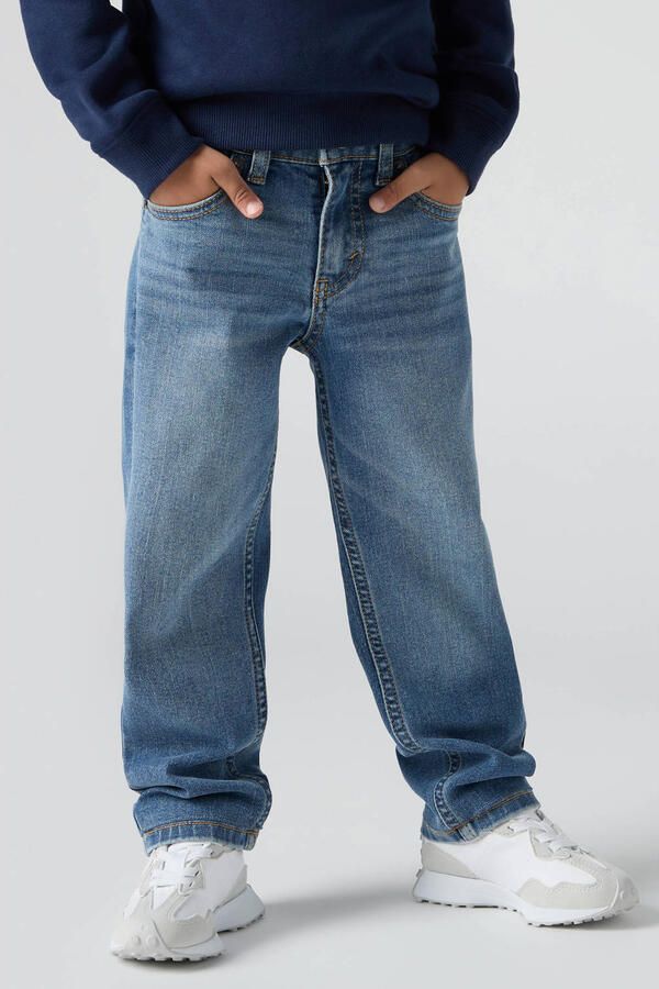 Levi's straight leg regular waist tapered jeans medium blue denim