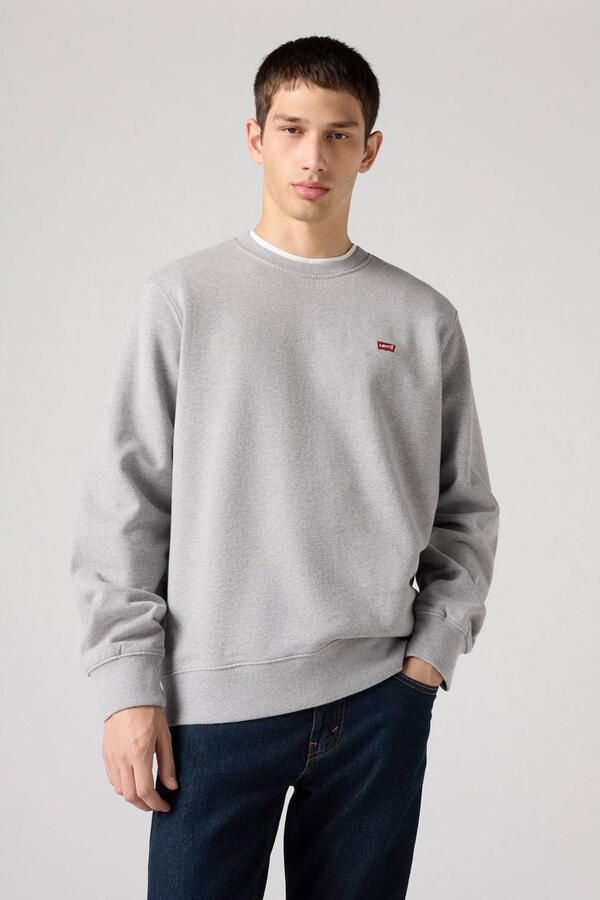 Levi's Grijze Katoenen Trui Lange Mouwen Ronde Hals Logo Gray Heren