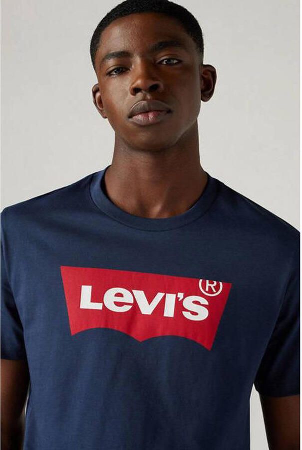 Levi's Blauwe Logo Tee Klassieke Crew Neck Blue Heren
