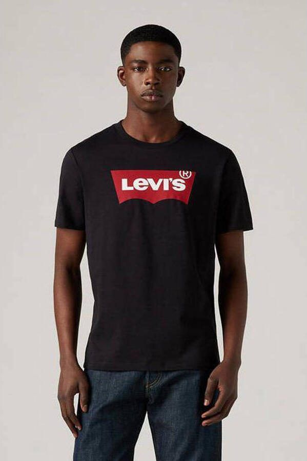 Levi's Iconisch Katoenen T-Shirt Zwart Rechte Pasvorm Korte Mouwen Black Heren