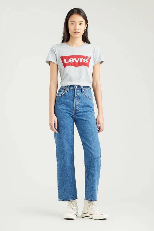 Levi's Grijs Logo Print T-Shirt Casual Elegance Gray Dames