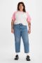 Levi's Plus 501 cropped high waist straight fit jeans medium indigo worn in - Thumbnail 1