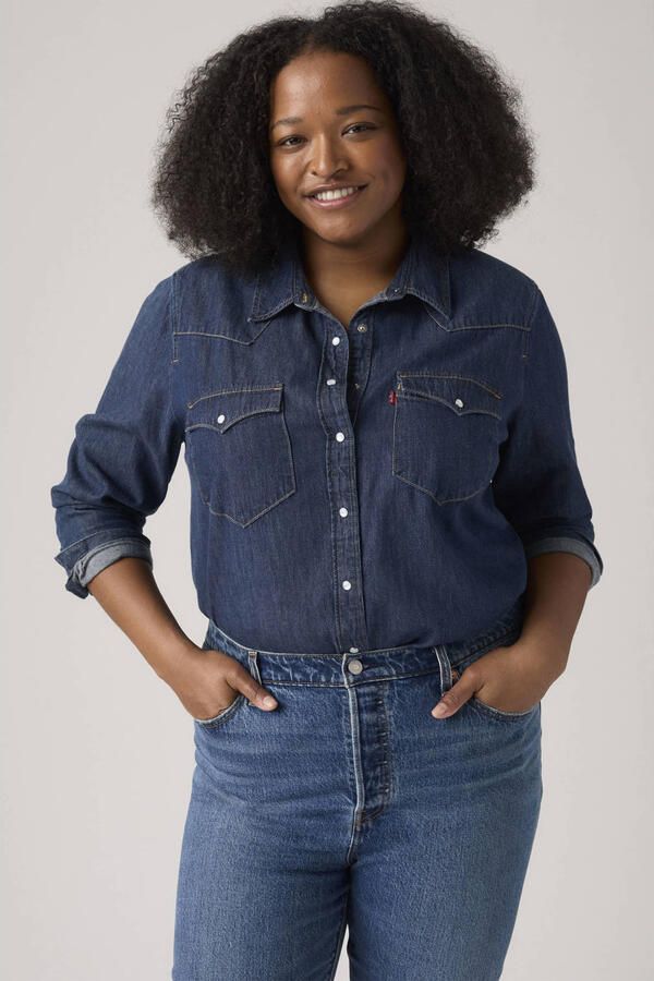Levi's Plus denim blouse dark blue denim