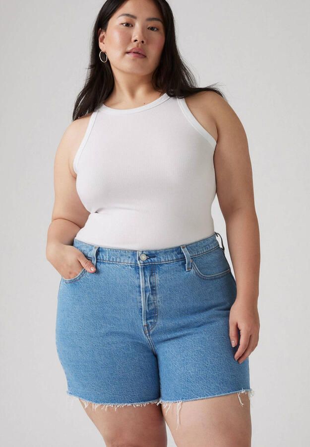 Levi's Plus denim straight high waist short light blue denim - Foto 3