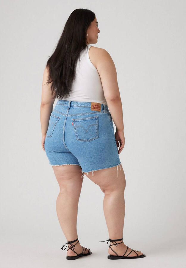 Levi's Plus denim straight high waist short light blue denim - Foto 2