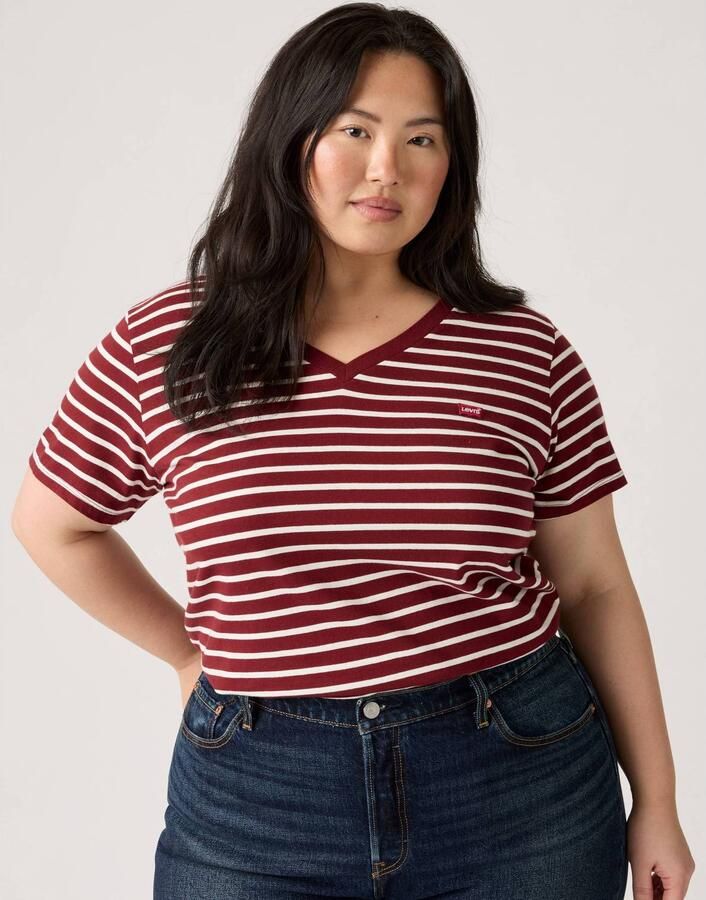 Levi's Plus gestreept T-shirt met logo rood