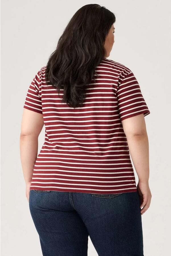 Levi's Plus gestreept T-shirt met logo rood - Foto 3