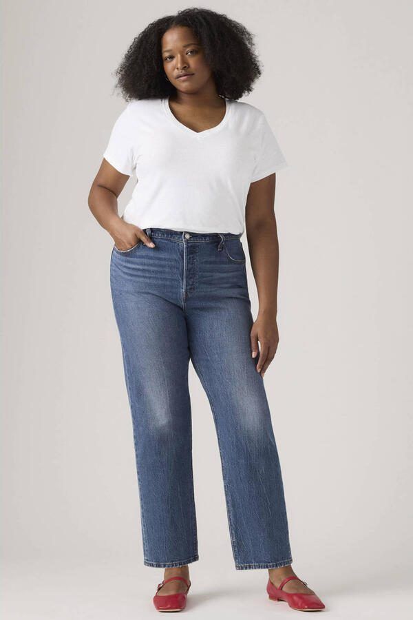 Levi's Plus high waist straight leg jeans medium blue denim - Foto 3
